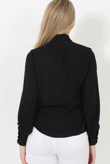 Black Frill Front Blouse - Camille