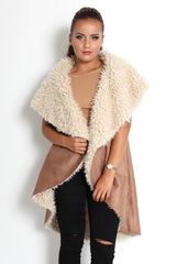 Marissa Camel Suede Fur Lined Gillet