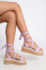 Lilac Lace Up Platform Wedges - Camara