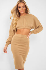 Camel Cropped Jumper and Skirt Co-ord - Heidi