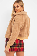 Tan Borg Cropped Bomber Jacket - Heidy