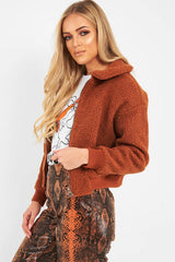 Rust Borg Cropped Bomber Jacket - Heidy