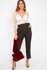 VD - White Dobby Mesh Low Cut Bodysuit - Tamara