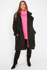 Black Faux Fur Teddy Coat - Reegan