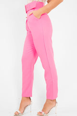 Pink Belted Tapered Peg Trousers - Jessika