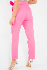 Pink Belted Tapered Peg Trousers - Jessika