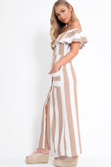 Camel White Stripe Button Detail Woven Maxi - Grier