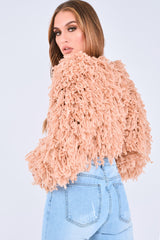 Nude Crop Shaggy Jacket - Idelle