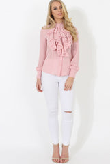 Pink Frill Front Blouse - Camille