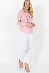 Pink Frill Front Blouse - Camille
