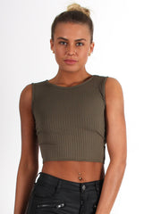 Cami Khaki Crop Top