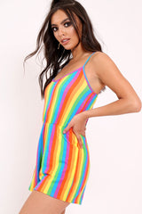 Rainbow Stripe Cami Strap Playsuit - Jeanna