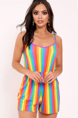 Rainbow Stripe Cami Strap Playsuit - Jeanna