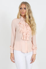 Nude Frill Front Blouse - Camille