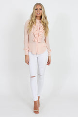 Nude Frill Front Blouse - Camille