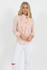 Nude Frill Front Blouse - Camille