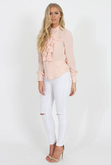 Nude Frill Front Blouse - Camille