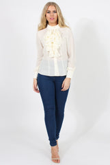Cream Frill Front Blouse - Camille