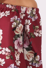 Wine Floral Print Bardot Dress - Cammi