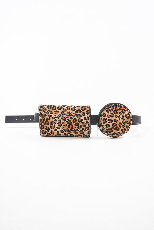 Leopard Print Double Pouch Belt Bag - Cammy