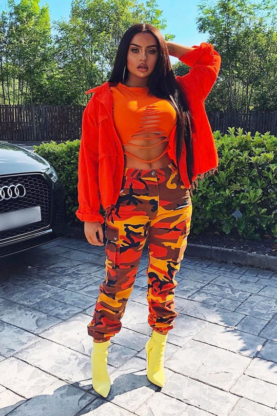 Orange Slashed Crop Top - Kaiya