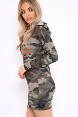 Camo Slogan Hooded Dress - Ramona