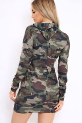 Camo Slogan Hooded Dress - Ramona