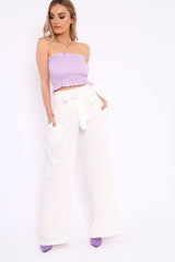 Lilac Shirred Frill Bandeau Crop Top - Camren