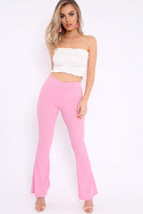 White Shirred Frill Bandeau Crop Top - Camren