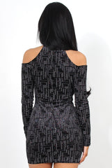 Candence High Neck Cut Out Sequin Dress