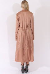 Camel Satin Belted Duster Jacket - Candice