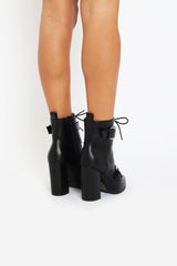 Black PU Buckle Pointed Boots - Canyon