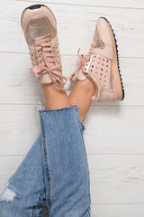 Pink Sparkle Cut Out Trainers - Capri