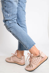 Pink Sparkle Cut Out Trainers - Capri