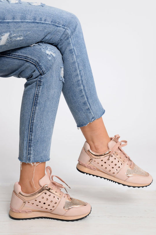 Pink Sparkle Cut Out Trainers - Capri