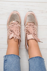 Pink Sparkle Cut Out Trainers - Capri