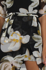 Black Floral Dip Hem Playsuit - Caprice