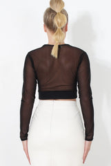 Black Sheer Crop Top - Cara