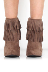 Carrey Mocha Suede Tassel Ankle Boots