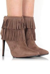 Carrey Mocha Suede Tassel Ankle Boots