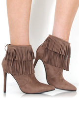 Carrey Mocha Suede Tassel Ankle Boots