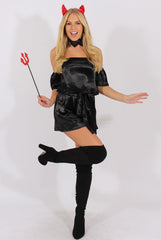 Black Silk Choker Bardot Co-ord - Cari