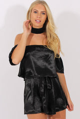 Black Silk Choker Bardot Co-ord - Cari