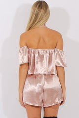 Nude Pink Silk Choker Bardot Co-ord - Cari