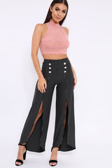 Dusty Pink Mesh Round Neck Crop Top - Carii