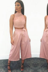 Pink Paper Bag Waist Culottes - Eris