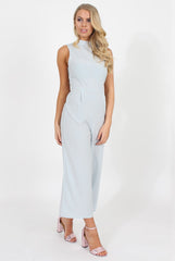 Blue High Neck Jumpsuit - Carla