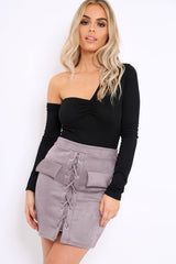 Black Asymmetric Bodysuit - Carlina