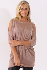 Mauve Batwing Cold Shoulder Oversized Top - Carly