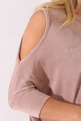 Mauve Batwing Cold Shoulder Oversized Top - Carly